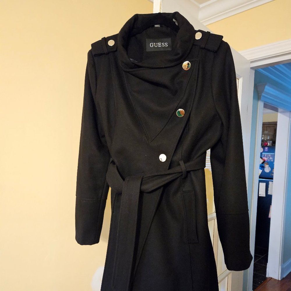 Guess Wool Blend Shawl Collar Coat